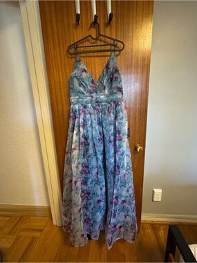 Lulu's Teal, Blue & Purple Floral Maxi Dress